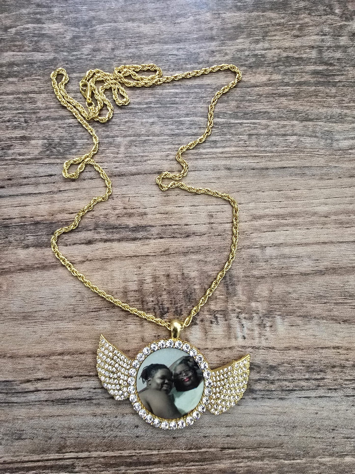 Heaven’s Embrace” Angel Wing Photo Necklace