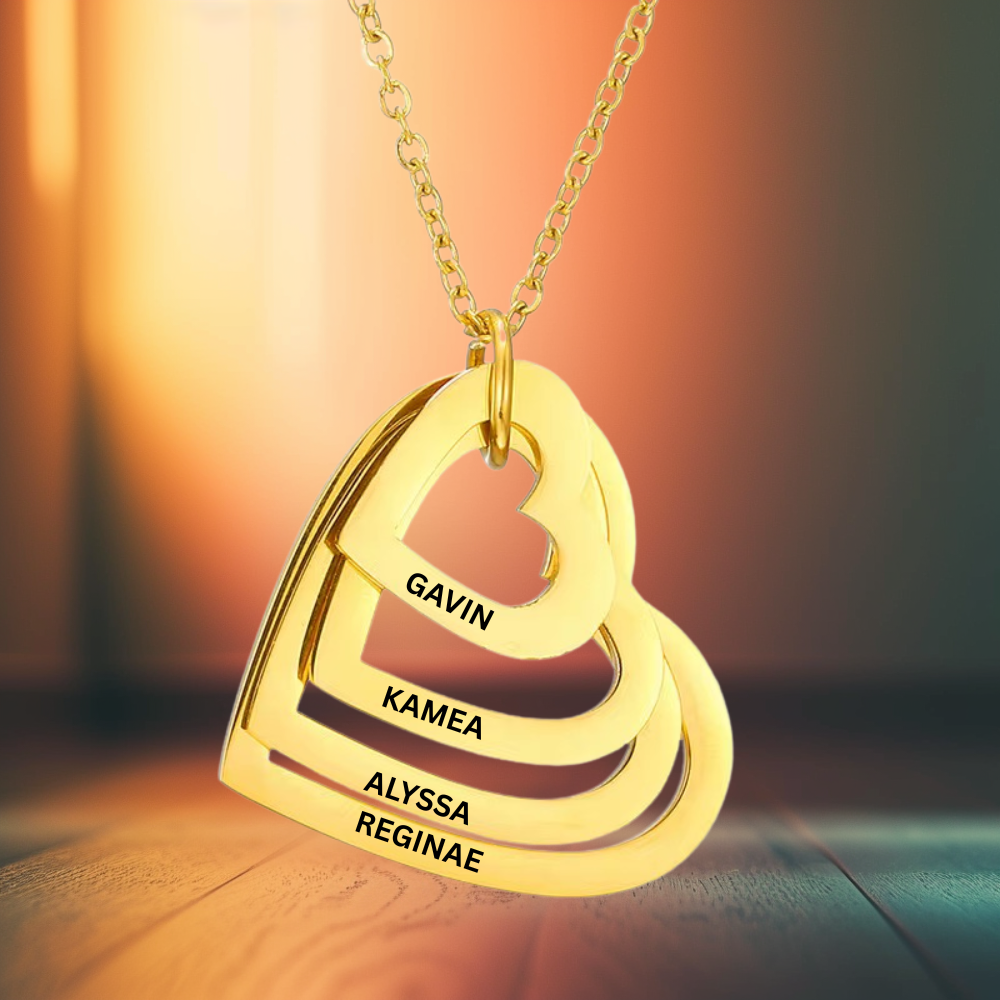 Personalized Layered Heart Name Necklace