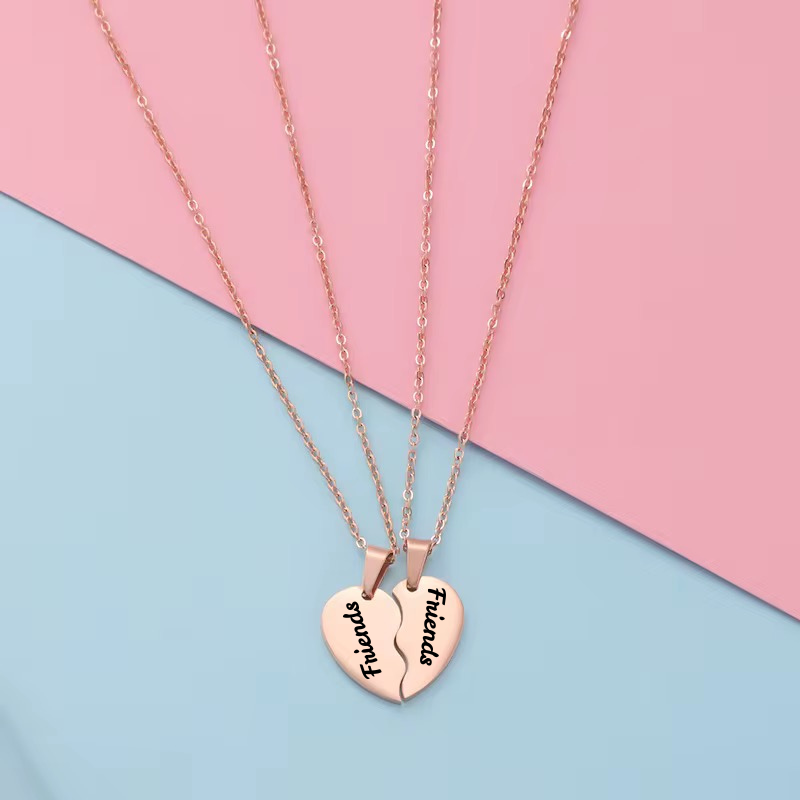 Personalized Broken Heart Couple Necklace Set