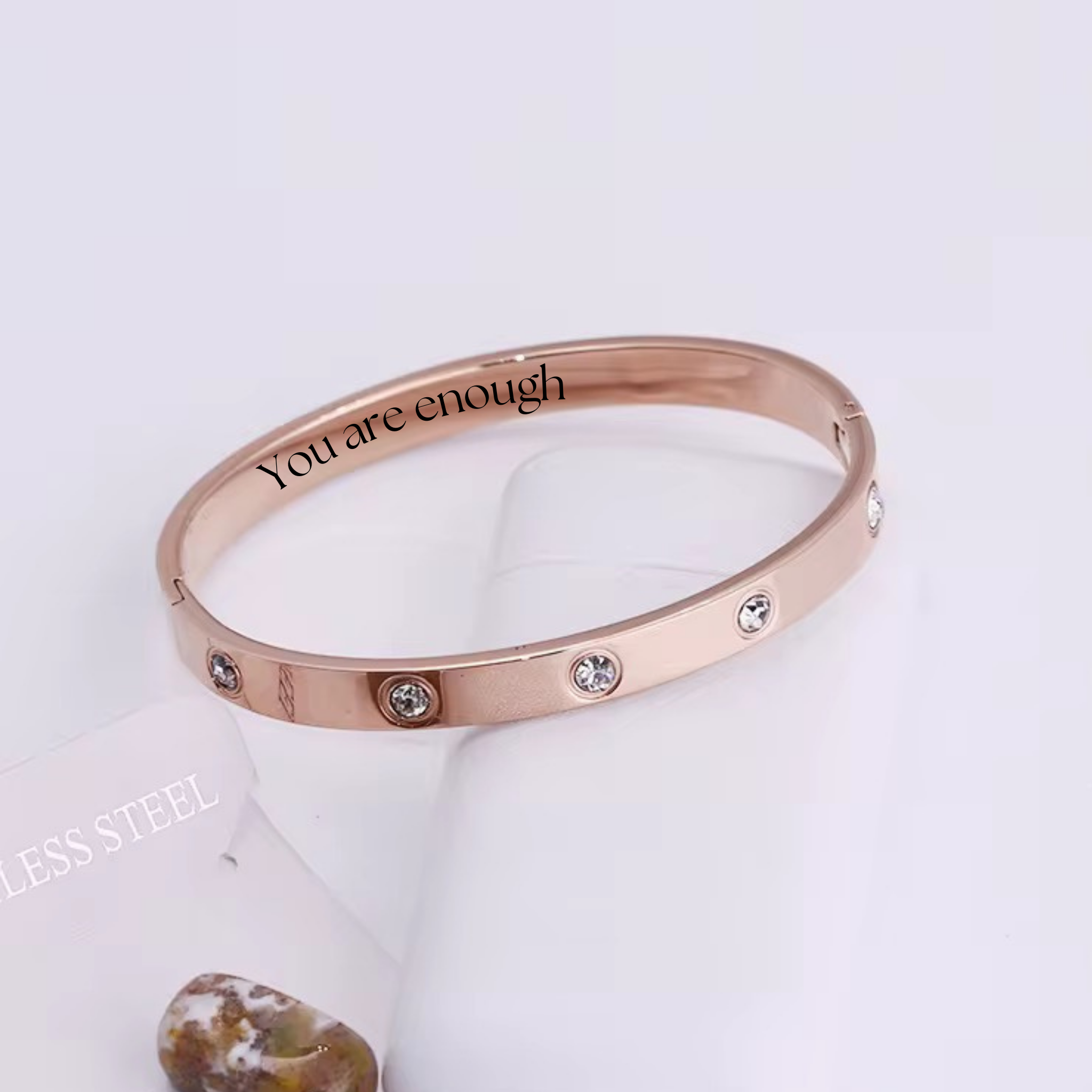 Crystal Studded Stainless Steel Bangle