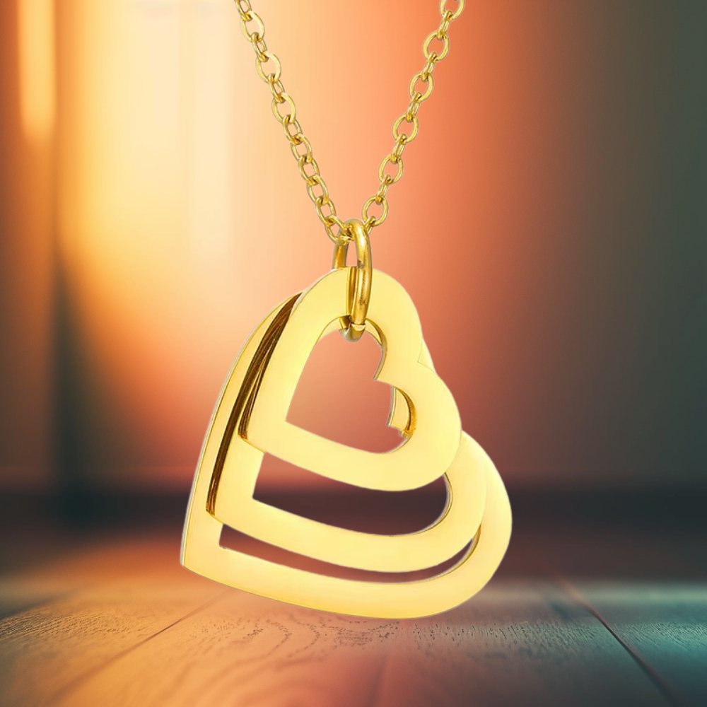 Personalized Layered Heart Name Necklace