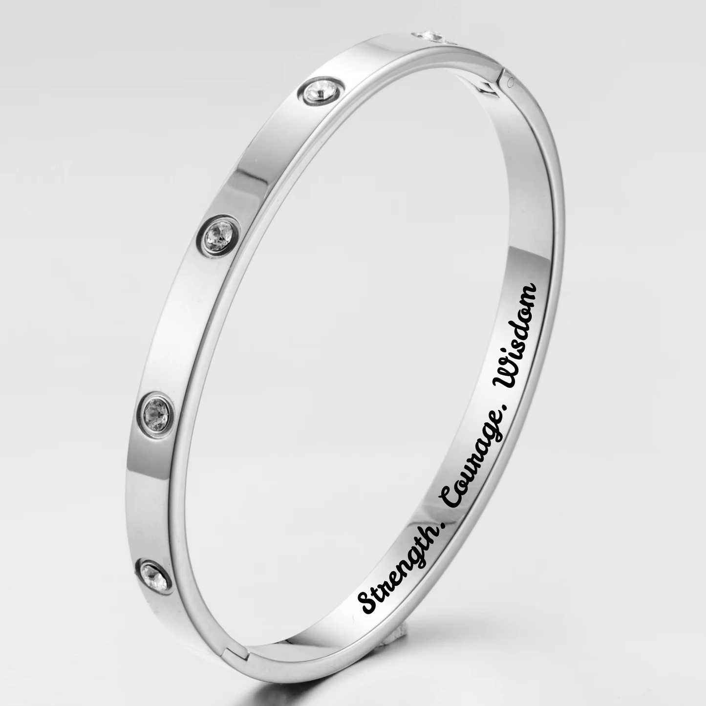 Crystal Studded Stainless Steel Bangle