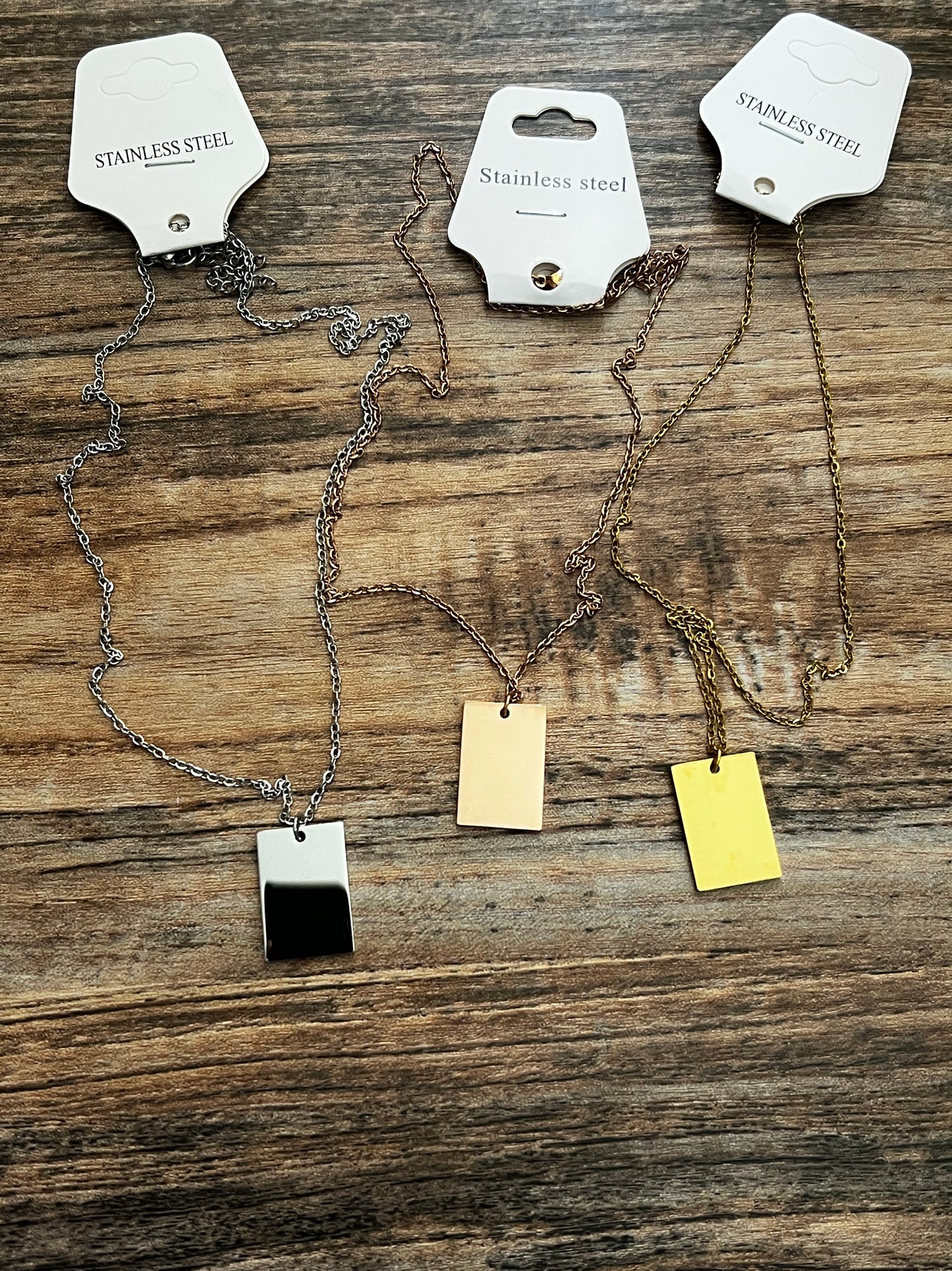 Signature Steel-Blank Engravable Tag Necklaces
