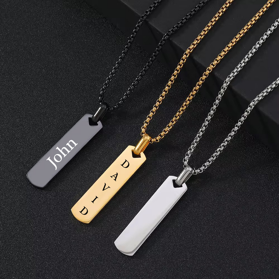 Custom Engraved Vertical Bar Necklace