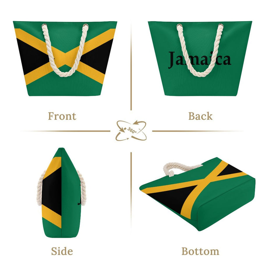 Caribbean Country Flag Hemp Rope Tote Bag