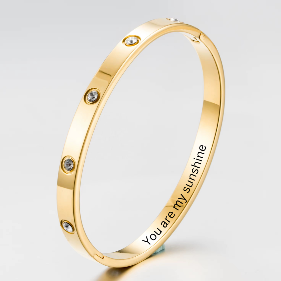 Crystal Studded Stainless Steel Bangle