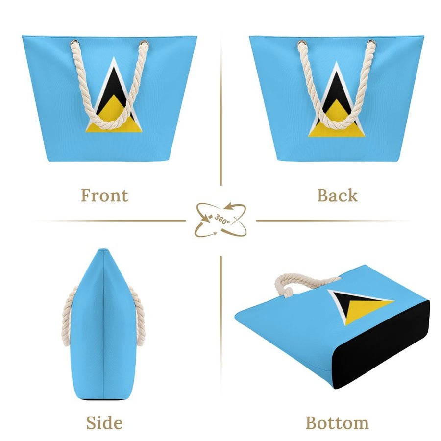 Caribbean Country Flag Hemp Rope Tote Bag