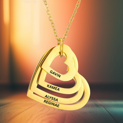Personalized Layered Heart Name Necklace