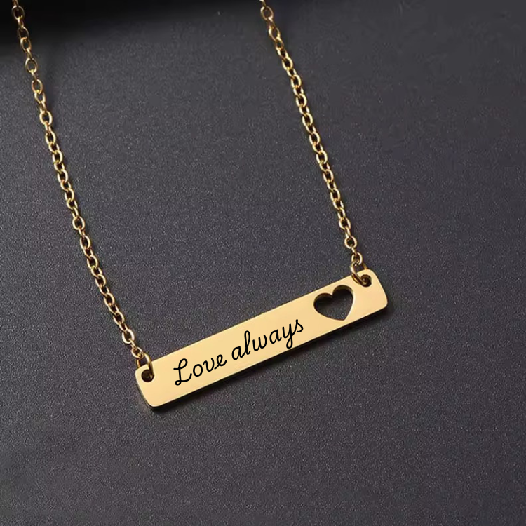 Personalized Cutout Heart Bar Necklace