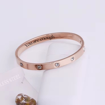 Crystal Studded Stainless Steel Bangle