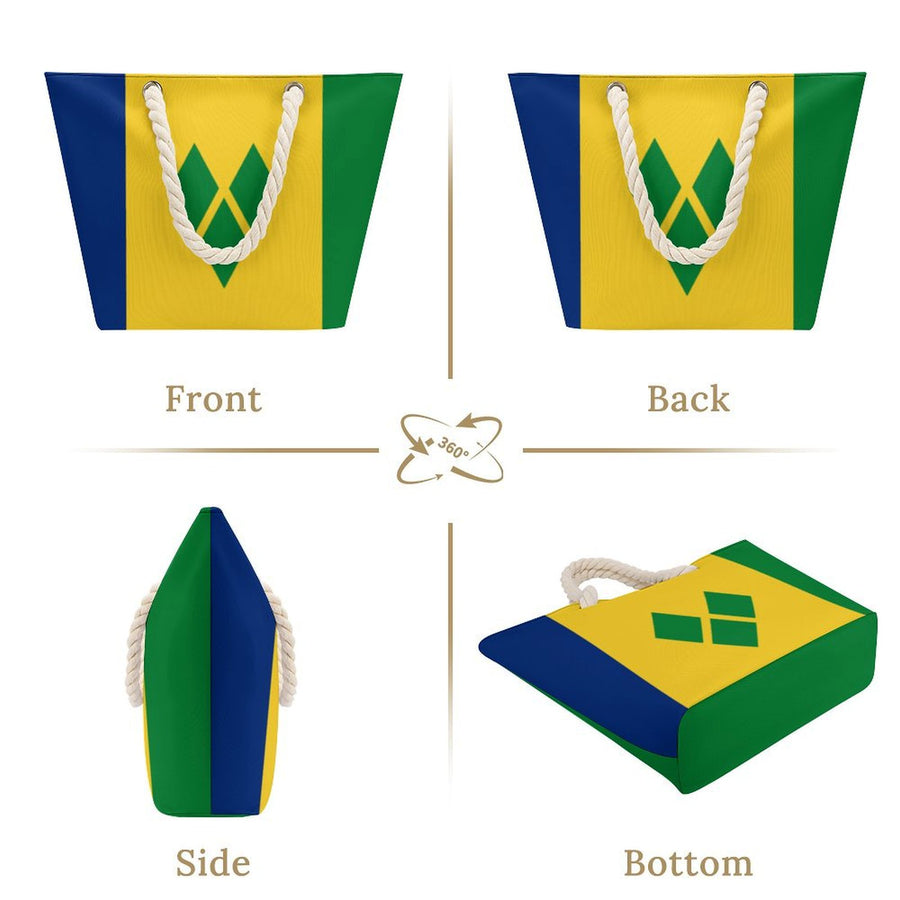 Caribbean Country Flag Hemp Rope Tote Bag