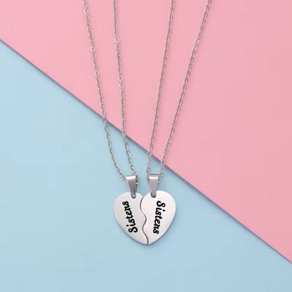 Personalized Broken Heart Couple Necklace Set