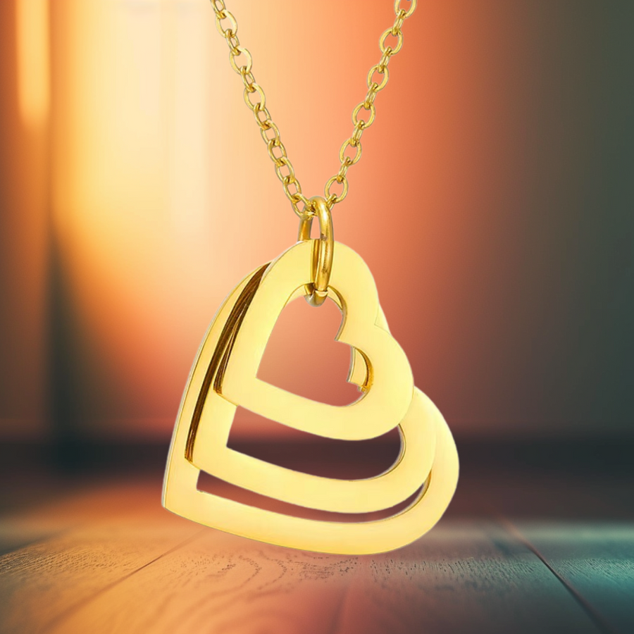 Personalized Layered Heart Name Necklace