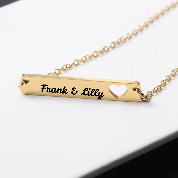 Personalized Cutout Heart Bar Necklace