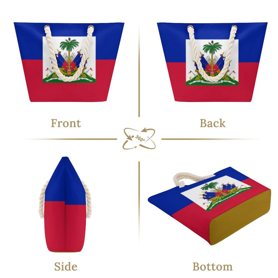 Caribbean Country Flag Hemp Rope Tote Bag