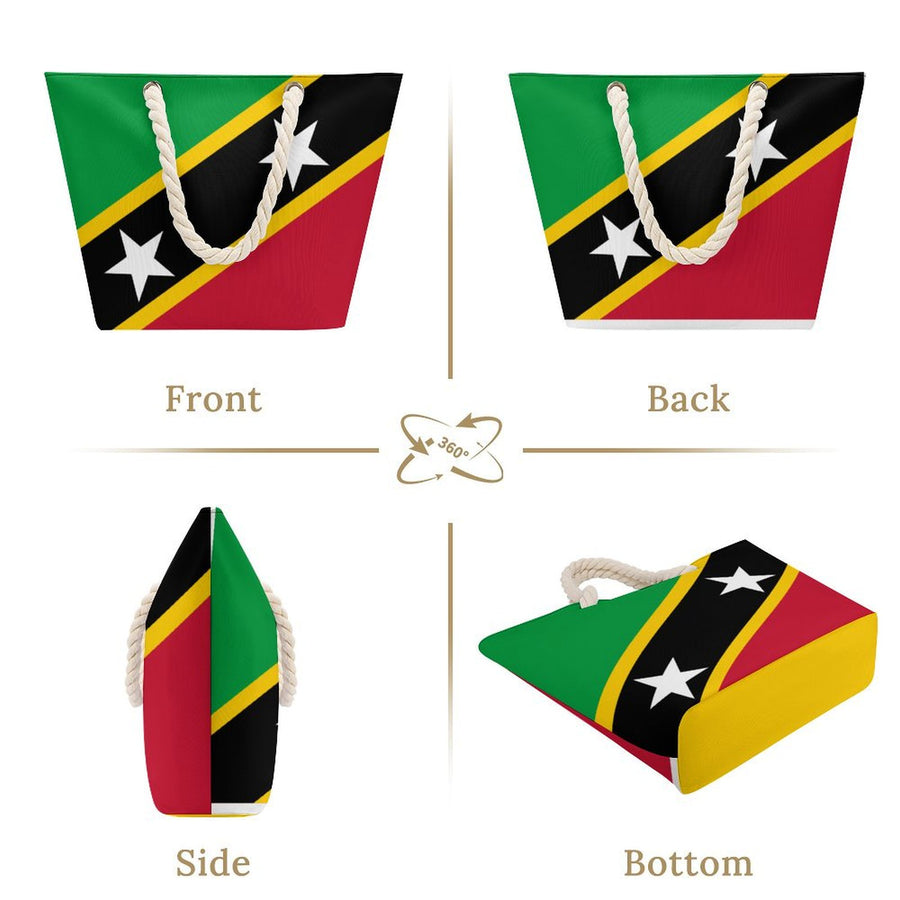 Caribbean Country Flag Hemp Rope Tote Bag