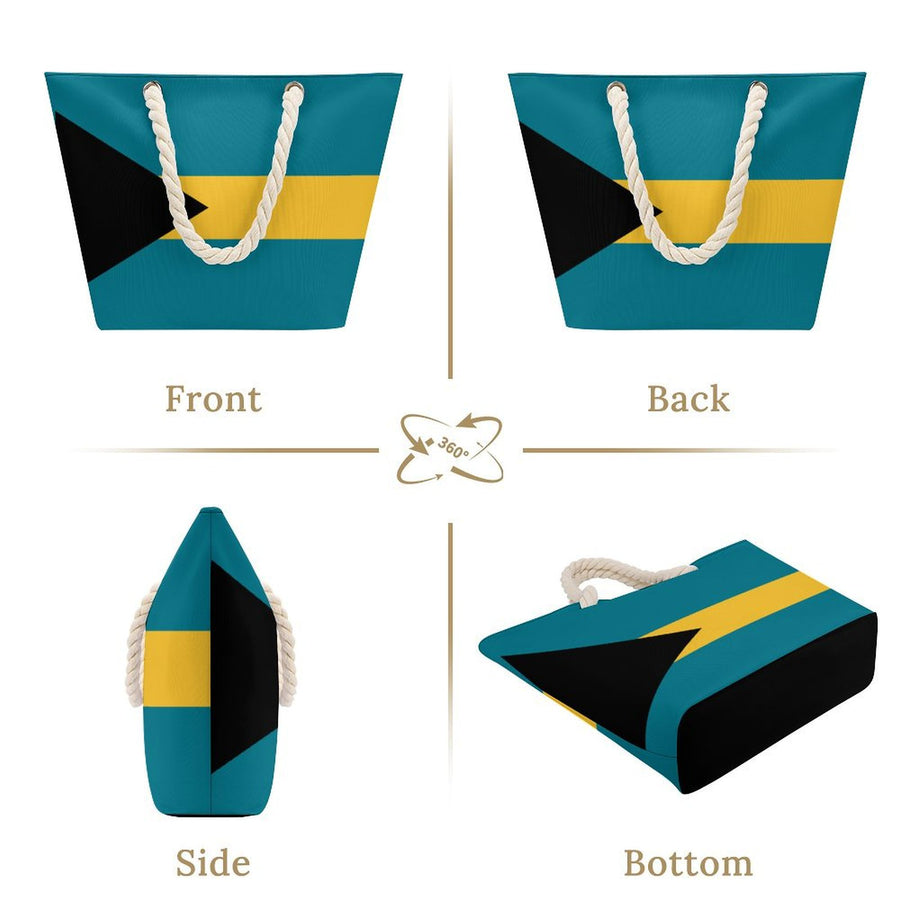 Caribbean Country Flag Hemp Rope Tote Bag