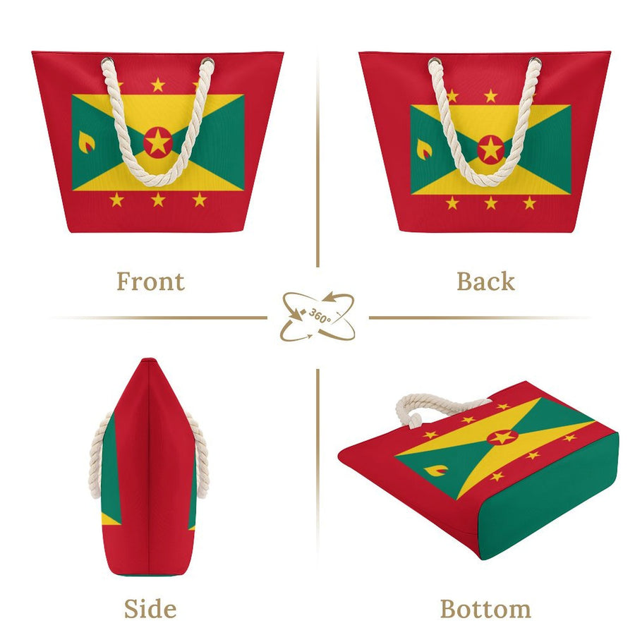 Caribbean Country Flag Hemp Rope Tote Bag