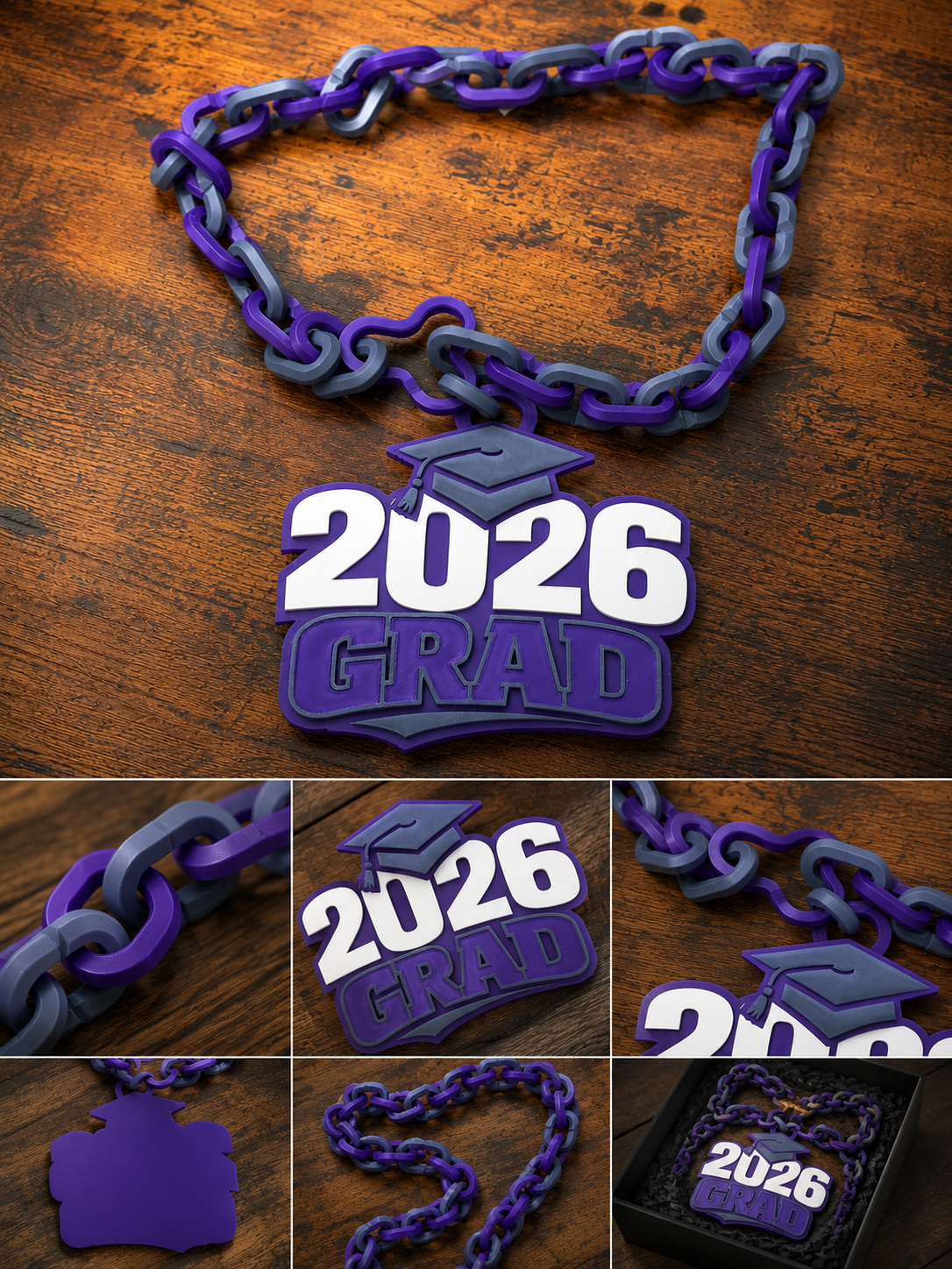 Custom 3D Printed Graduation Hype Chains | Personalized Senior Spirit Chain Necklace