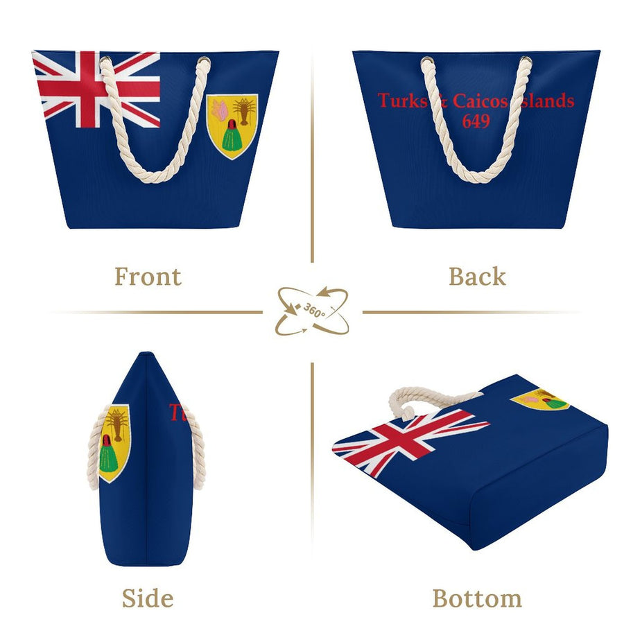 Caribbean Country Flag Hemp Rope Tote Bag