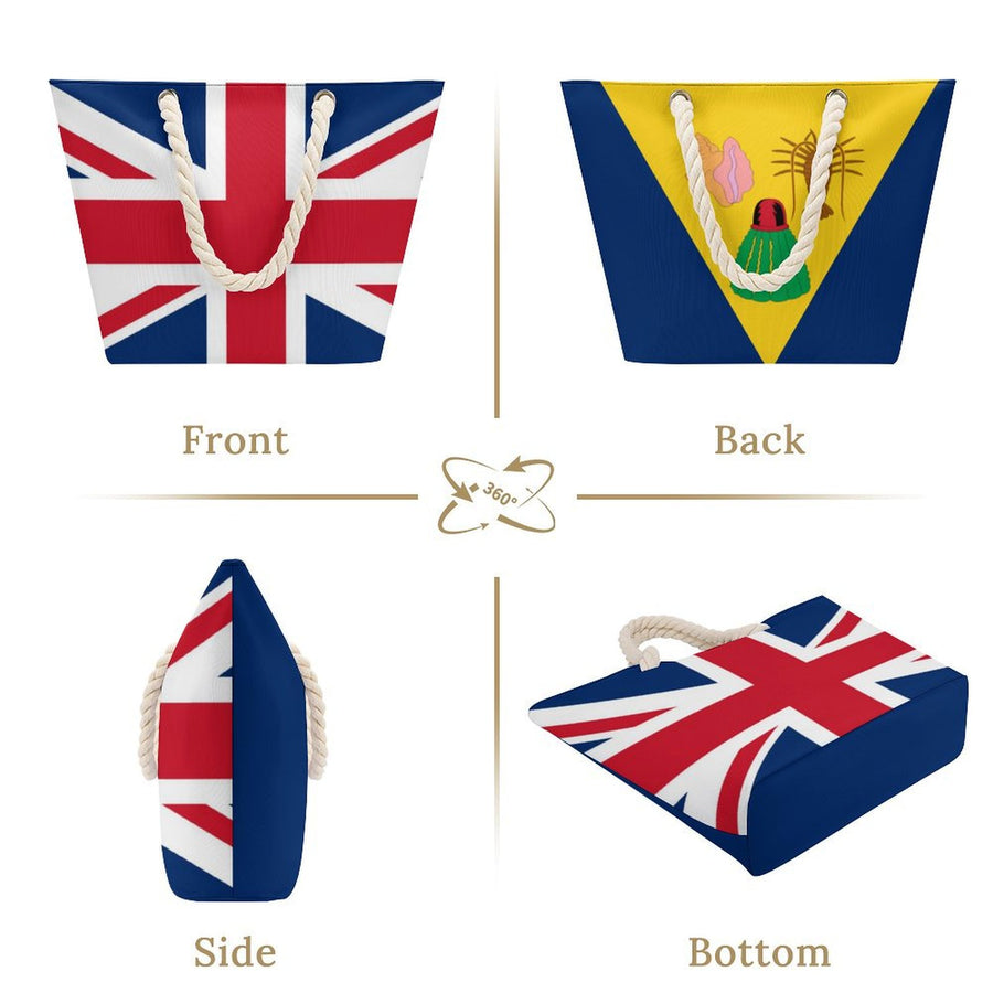 Caribbean Country Flag Hemp Rope Tote Bag