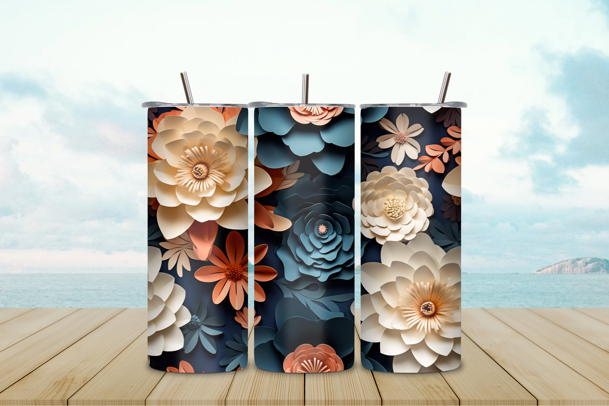 20oz Tumblers 3D flowers 2