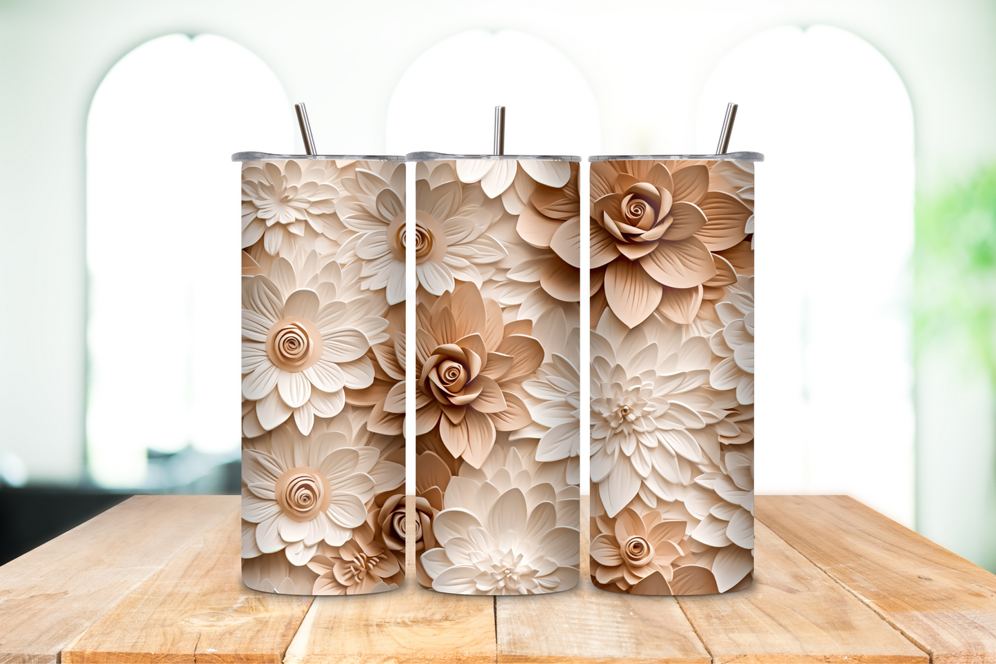 20oz Tumblers 3D flowers
