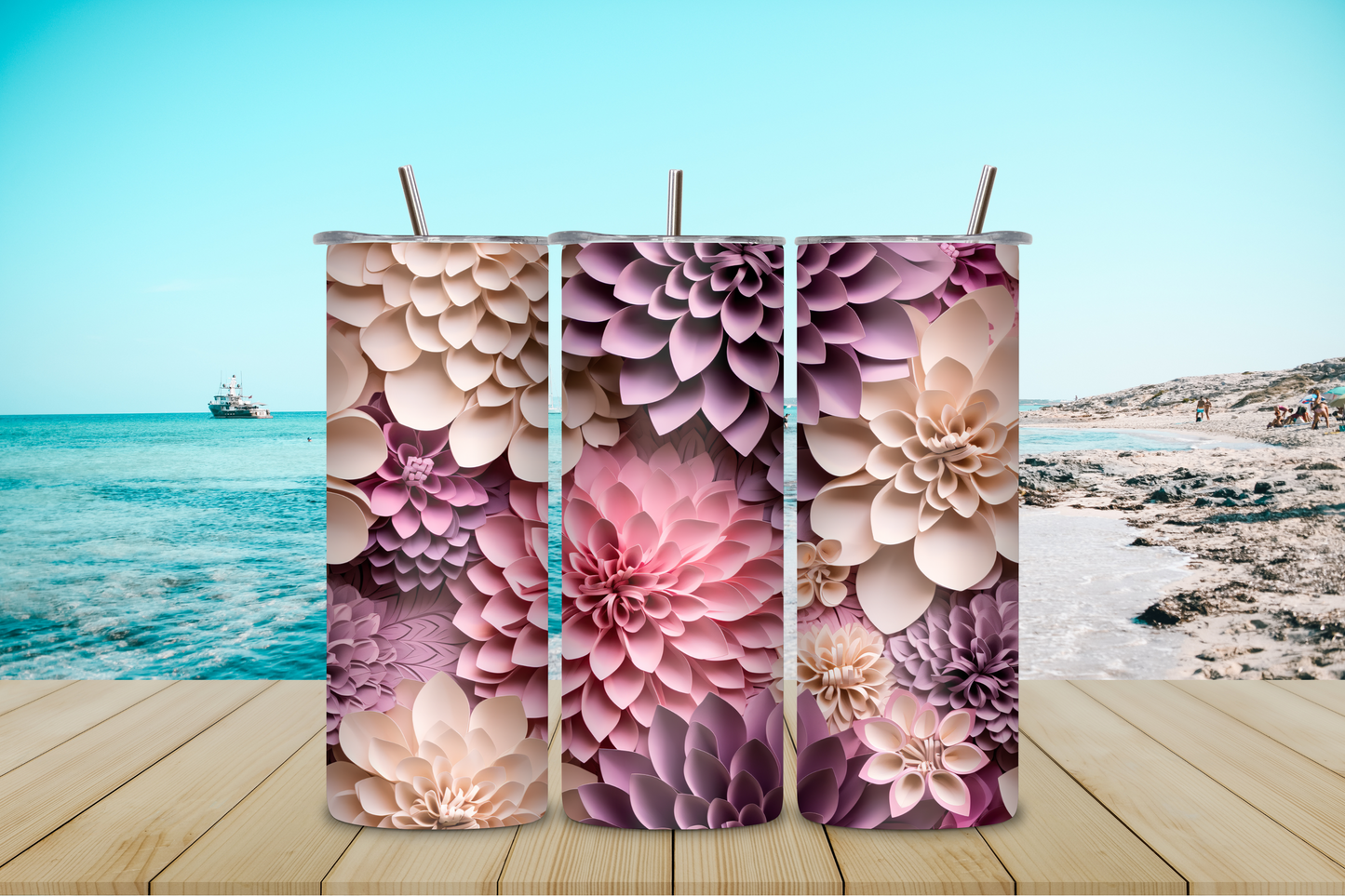 20oz Tumblers 3D flowers 2