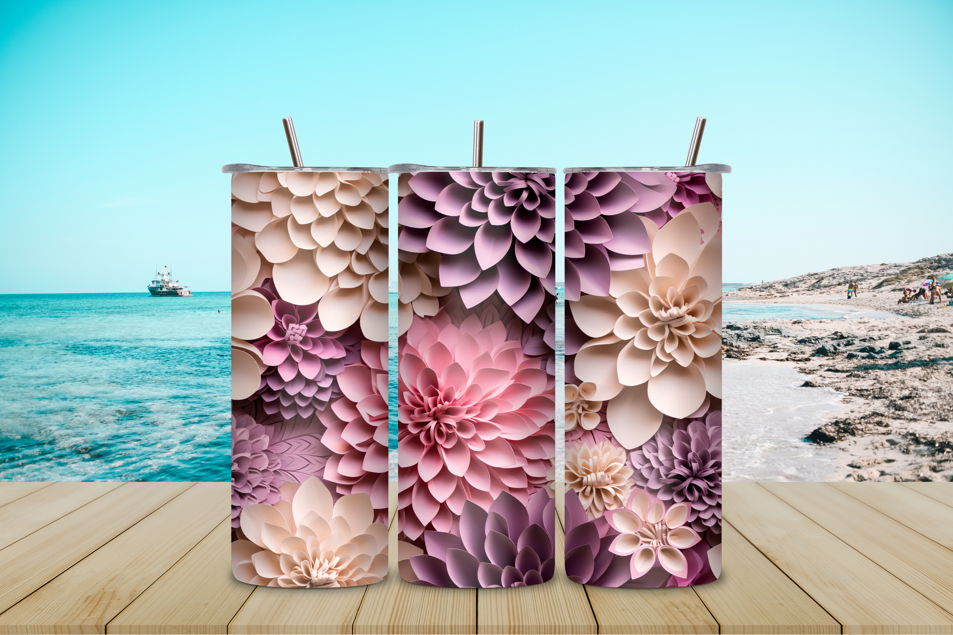 20oz Tumblers 3D flowers 2