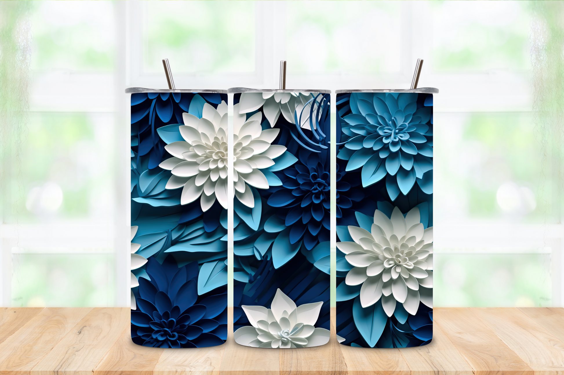 20oz Tumblers 3D flowers
