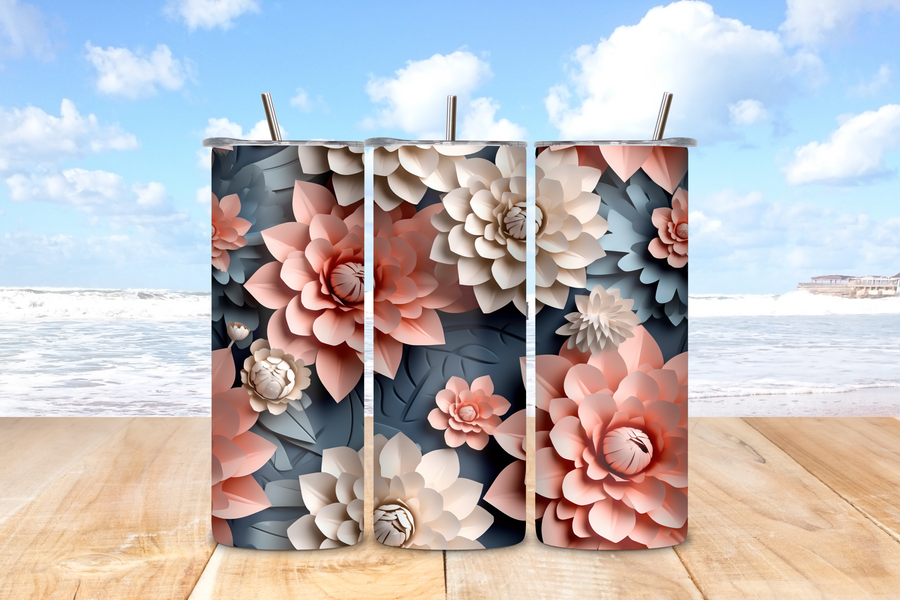 20oz Tumblers 3D flowers 2