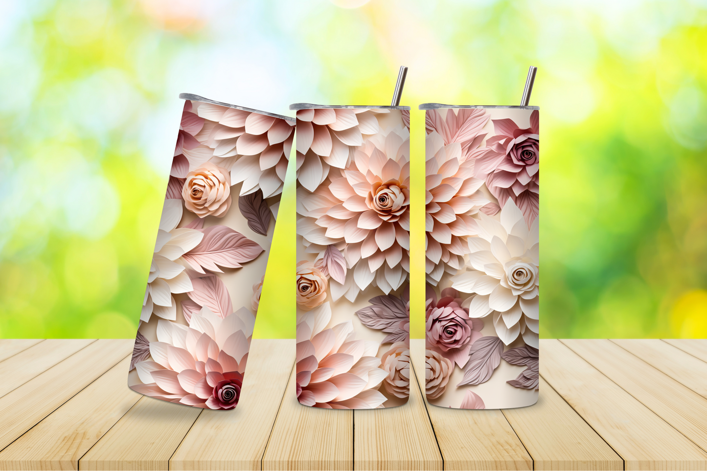 20oz Tumblers 3D flowers