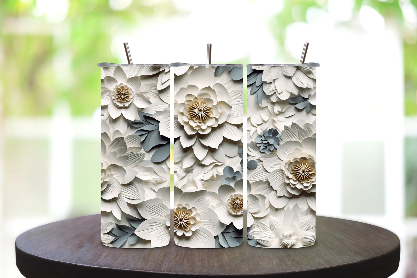 20oz Tumblers 3D flowers