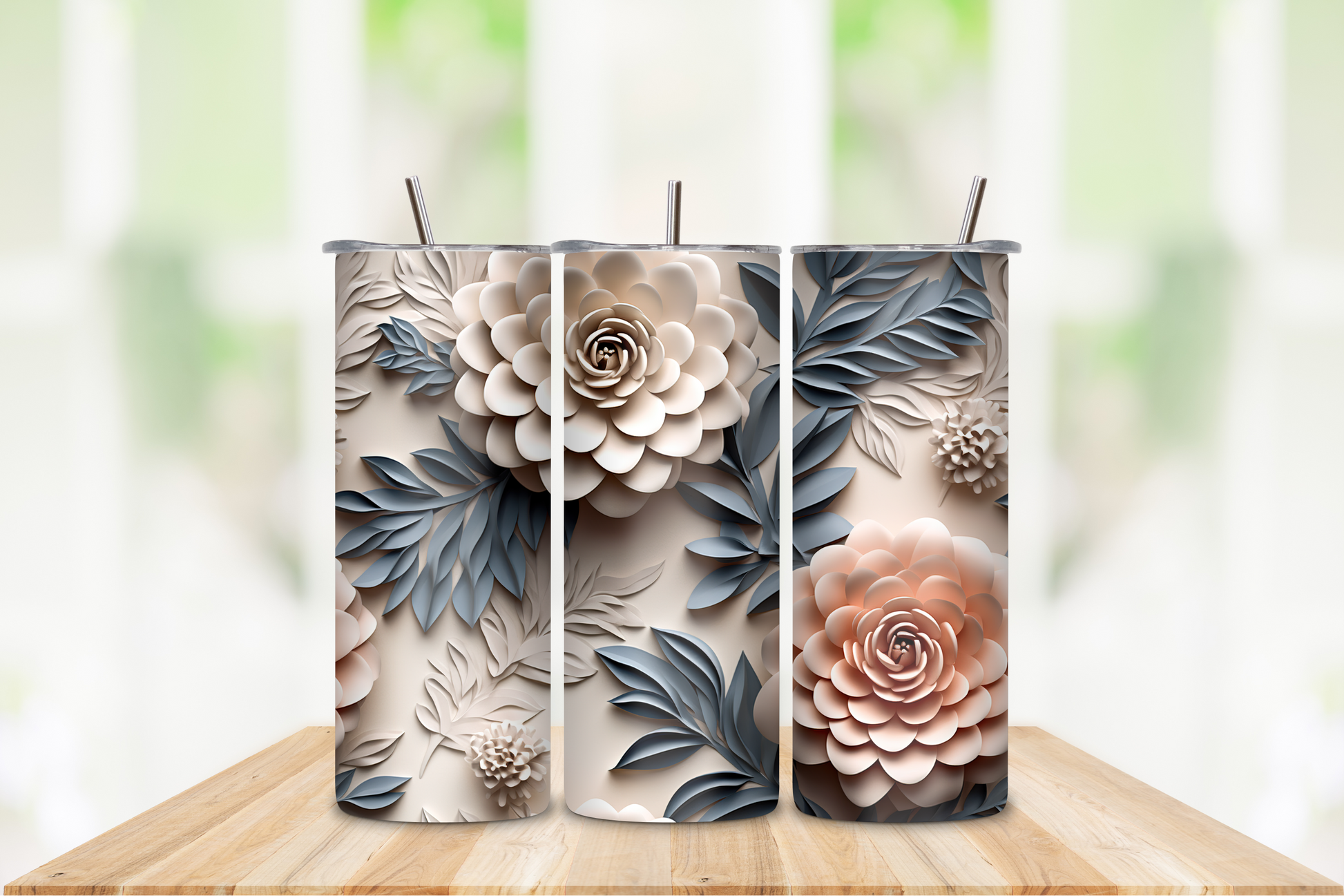 20oz Tumblers 3D flowers