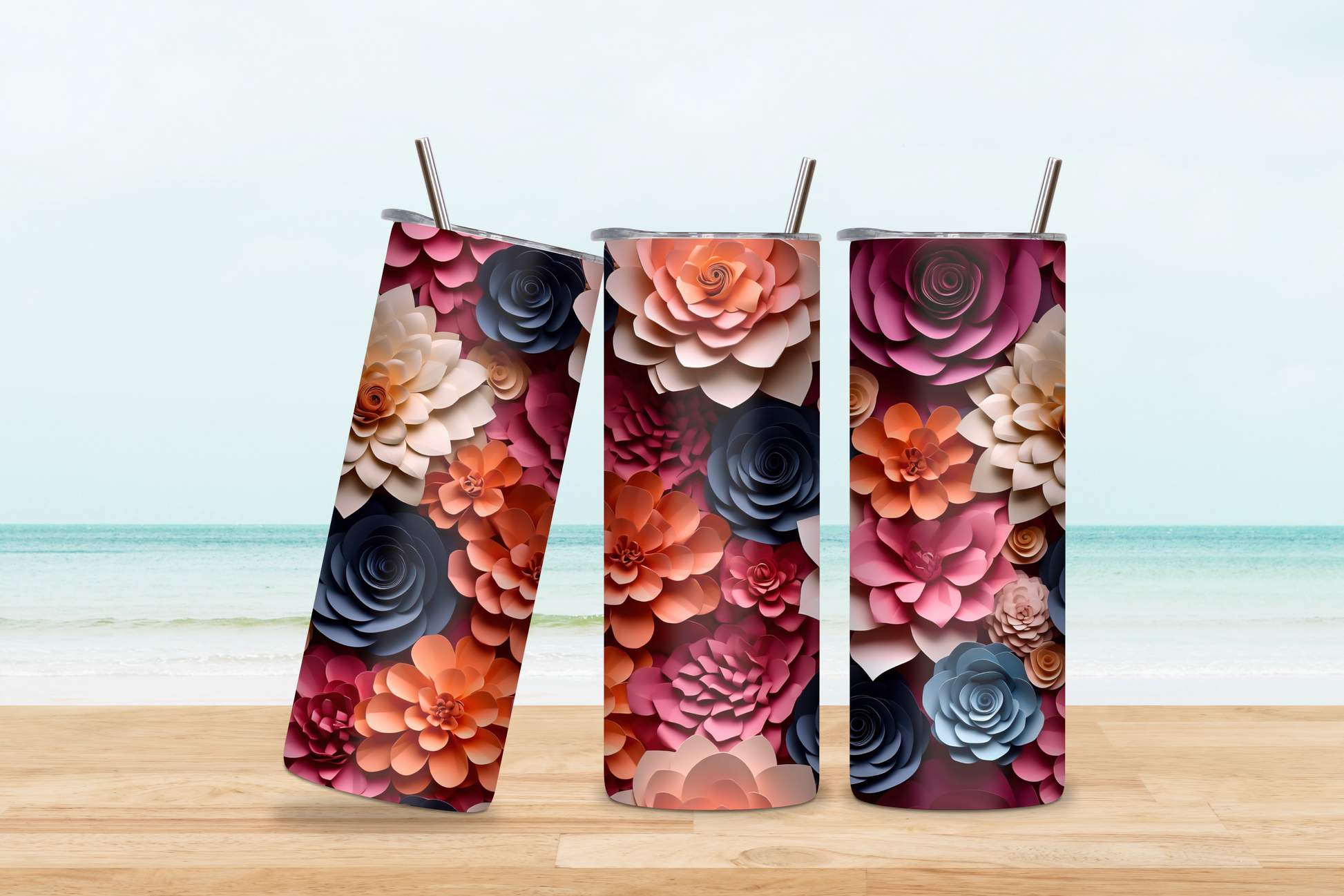 20oz Tumblers 3D flowers 2