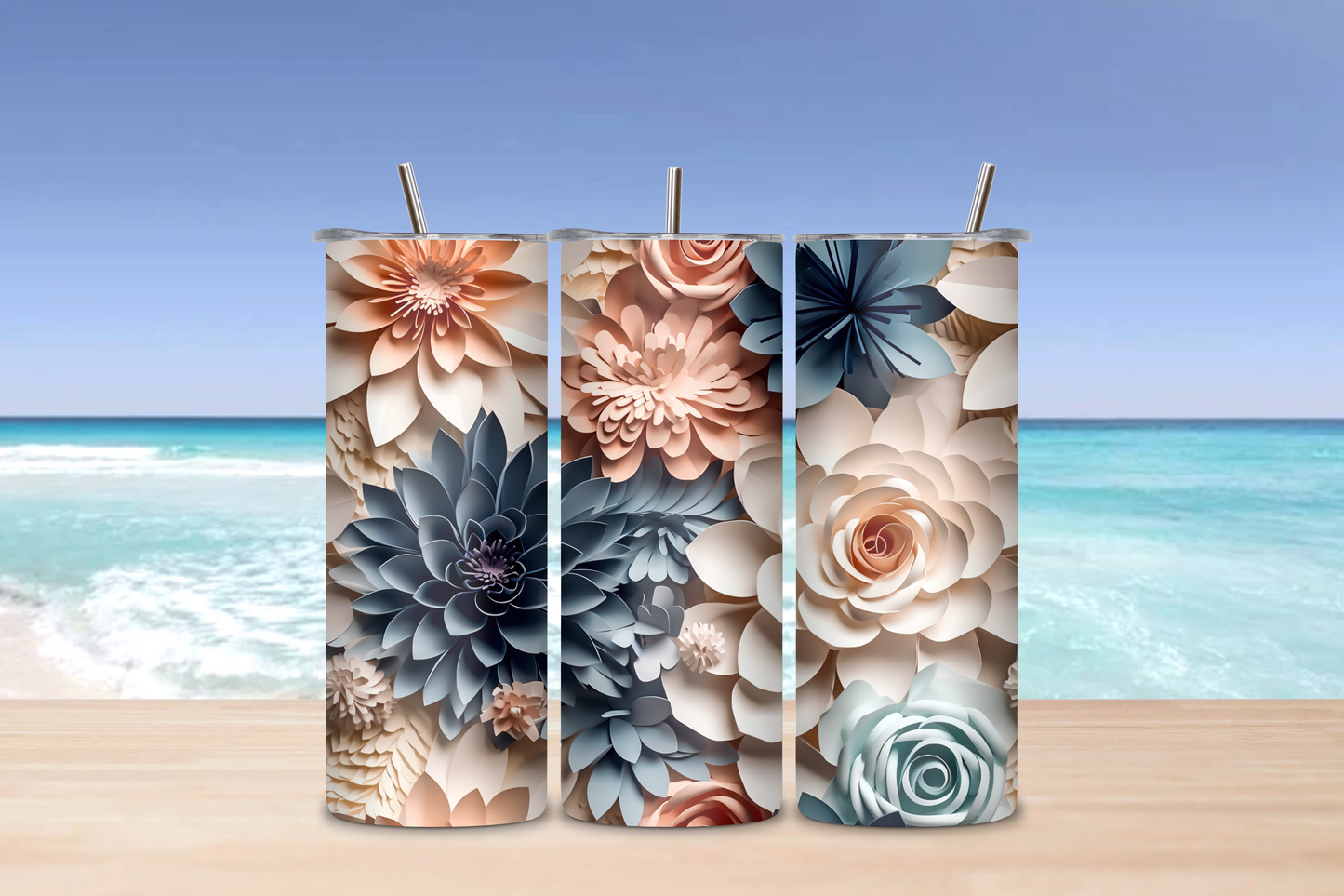 20oz Tumblers 3D flowers 2
