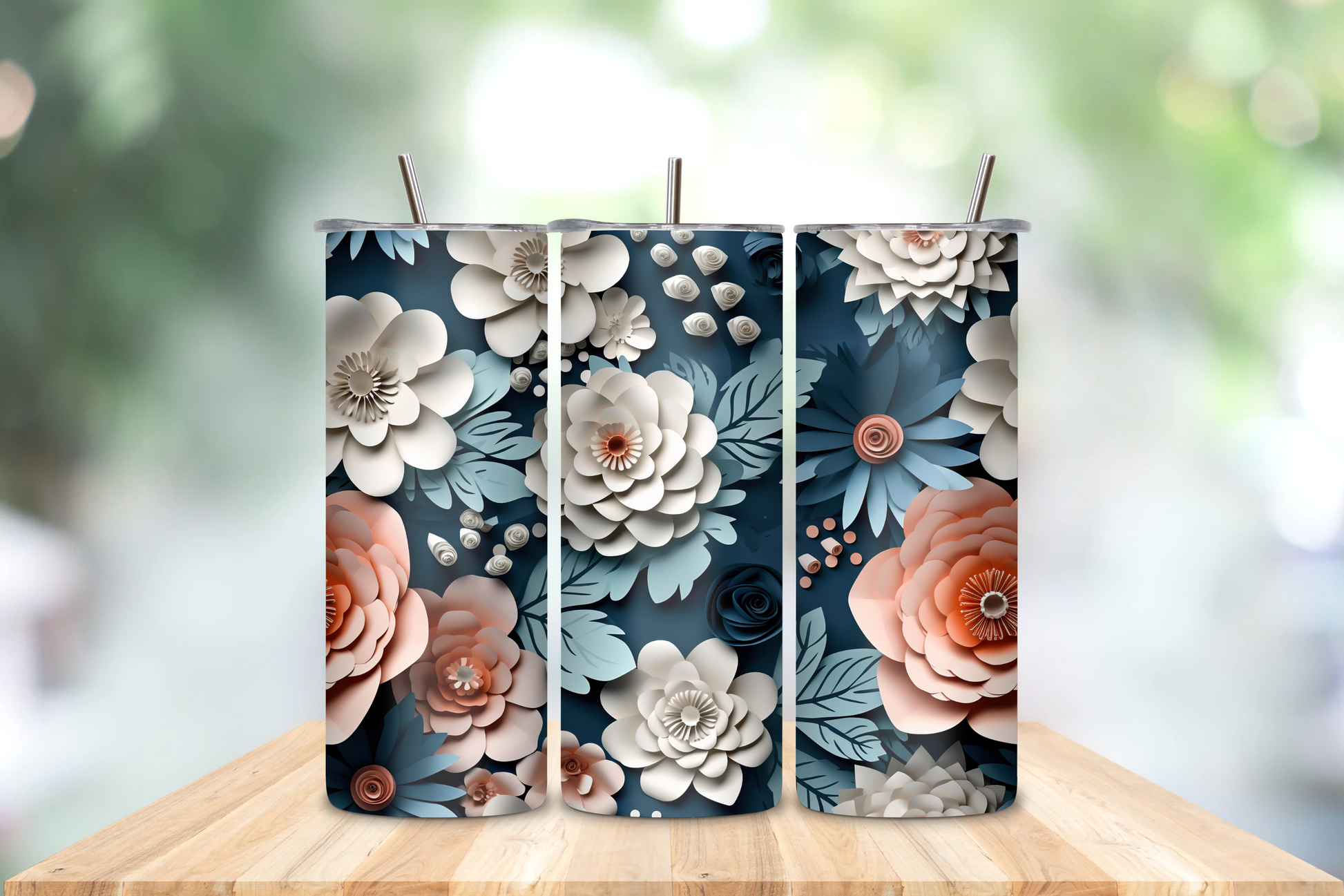 20oz Tumblers 3D flowers