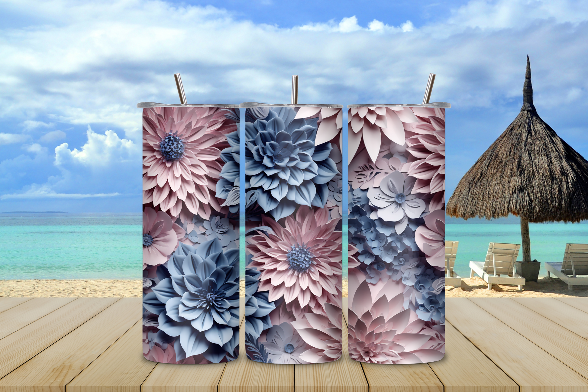 20oz Tumblers 3D flowers 2