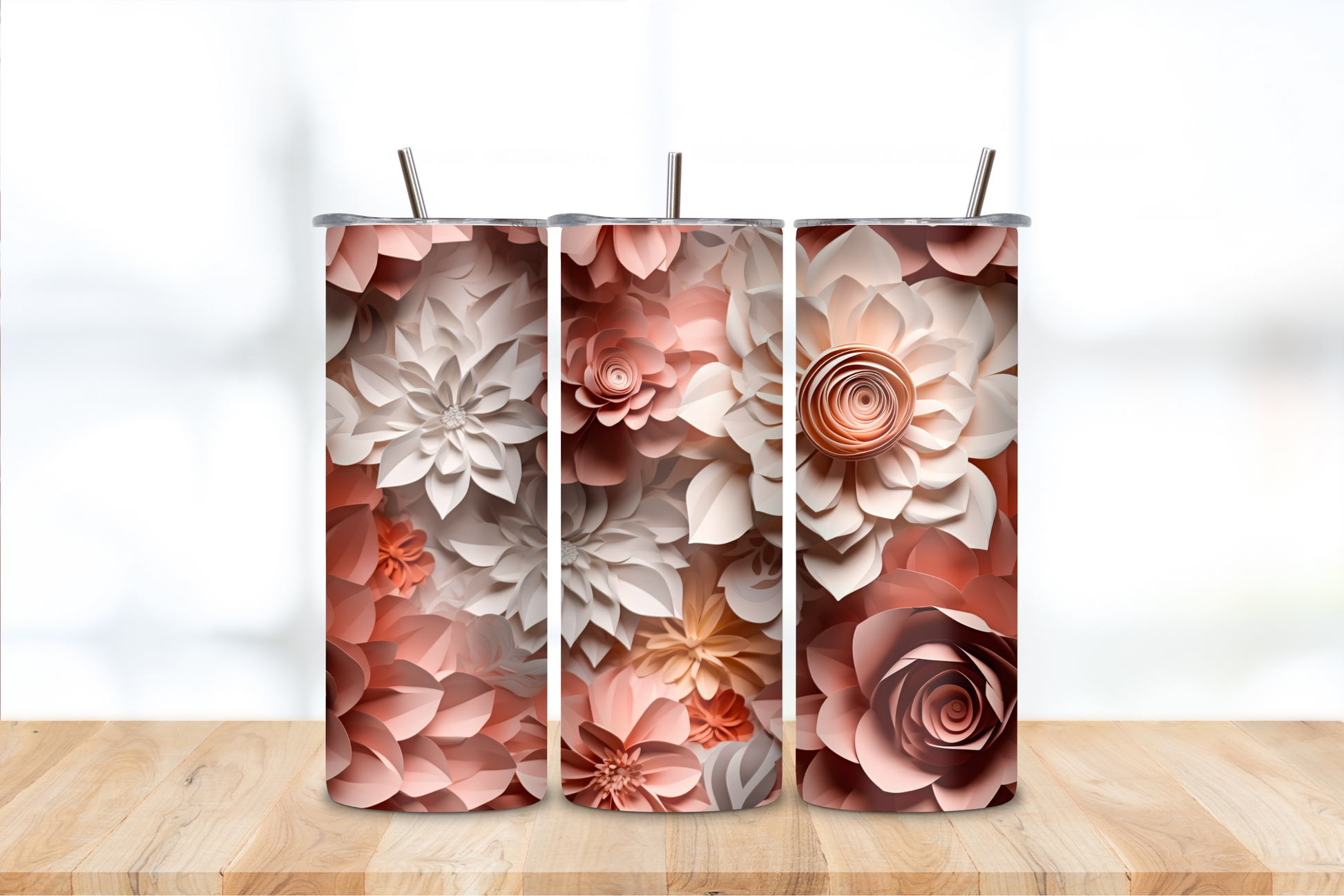 20oz Tumblers 3D flowers