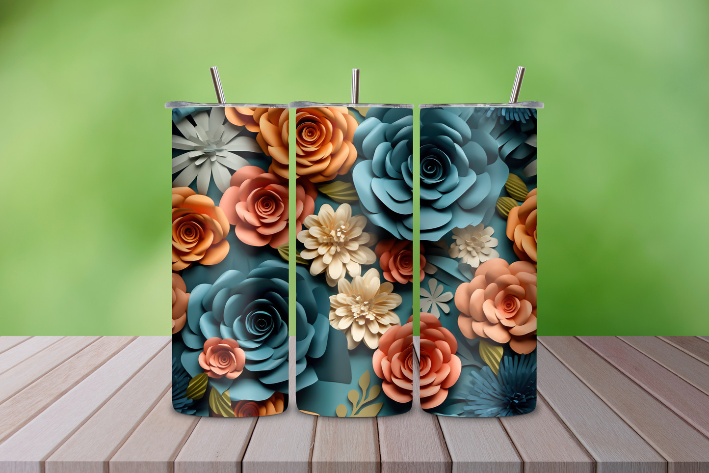 20oz Tumblers 3D flowers 2